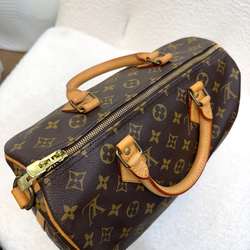 路易威登LV Speedy Bandoulière 30 原花背帶款手提斜背波士頓包 M41112-17