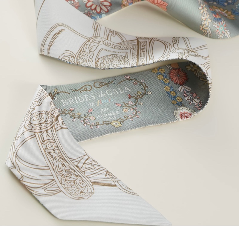 全新 愛馬仕 Hermes 2025年最美的 Twilly絲巾 華麗的繮轡花卉版-1