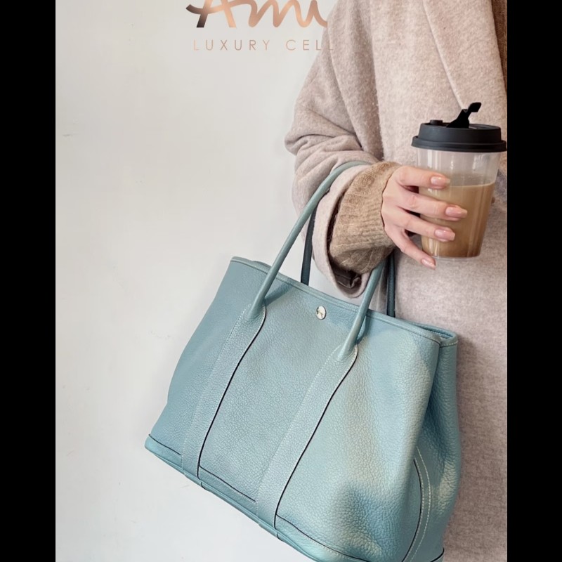 經典愛馬仕入坑首選 ✨ Hermes 愛馬仕 Garden Party 36 氣質灰藍 霧霾藍 手提包 肩背包 gp36-1