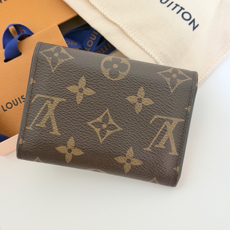 二手｜LV Rosalie老花粉色金扣零錢卡包-7