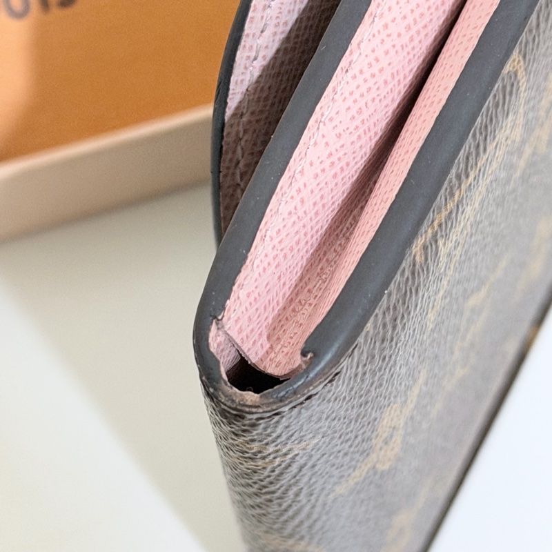 二手｜LV Rosalie老花粉色金扣零錢卡包-11