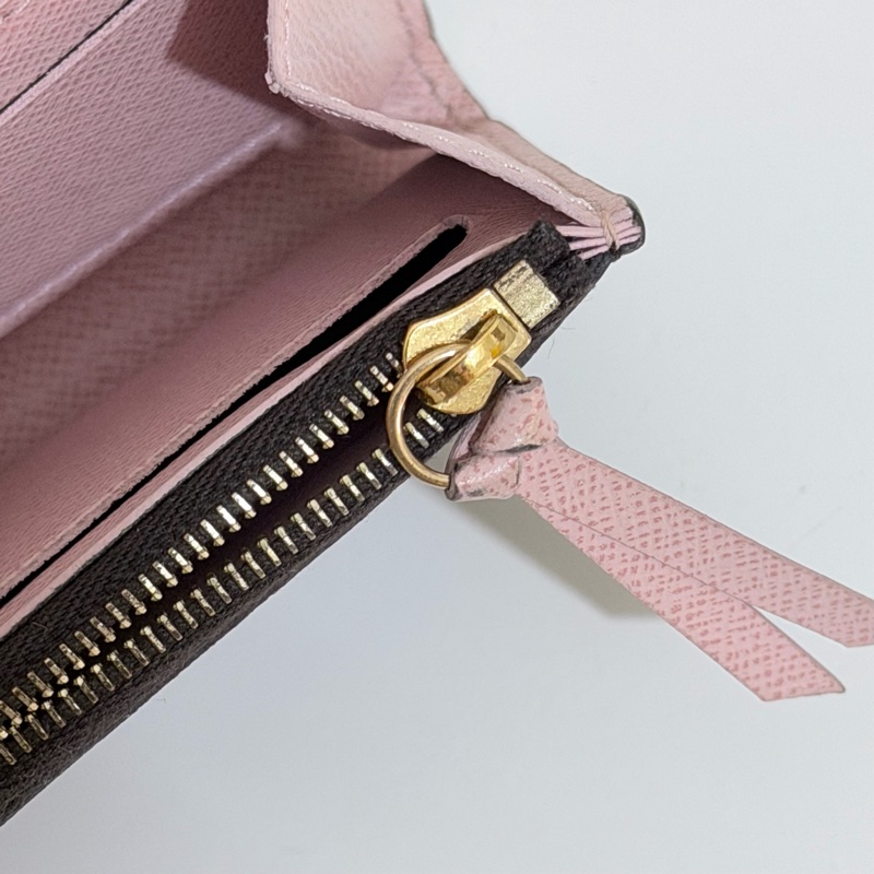 二手｜LV Rosalie老花粉色金扣零錢卡包-17