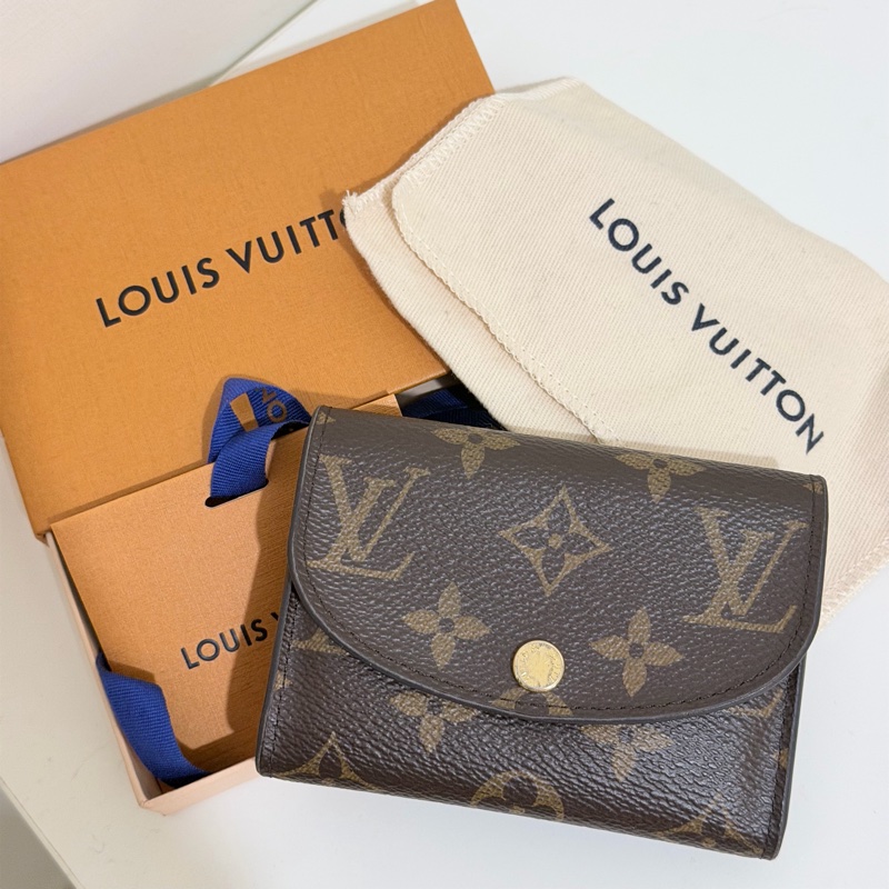 二手｜LV Rosalie老花粉色金扣零錢卡包-19