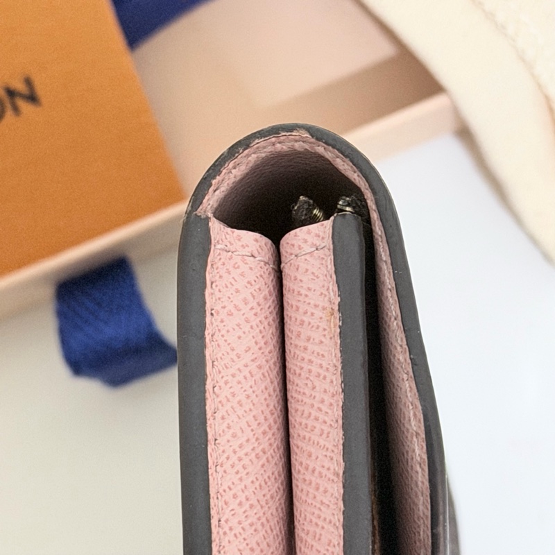 二手｜LV Rosalie老花粉色金扣零錢卡包-20