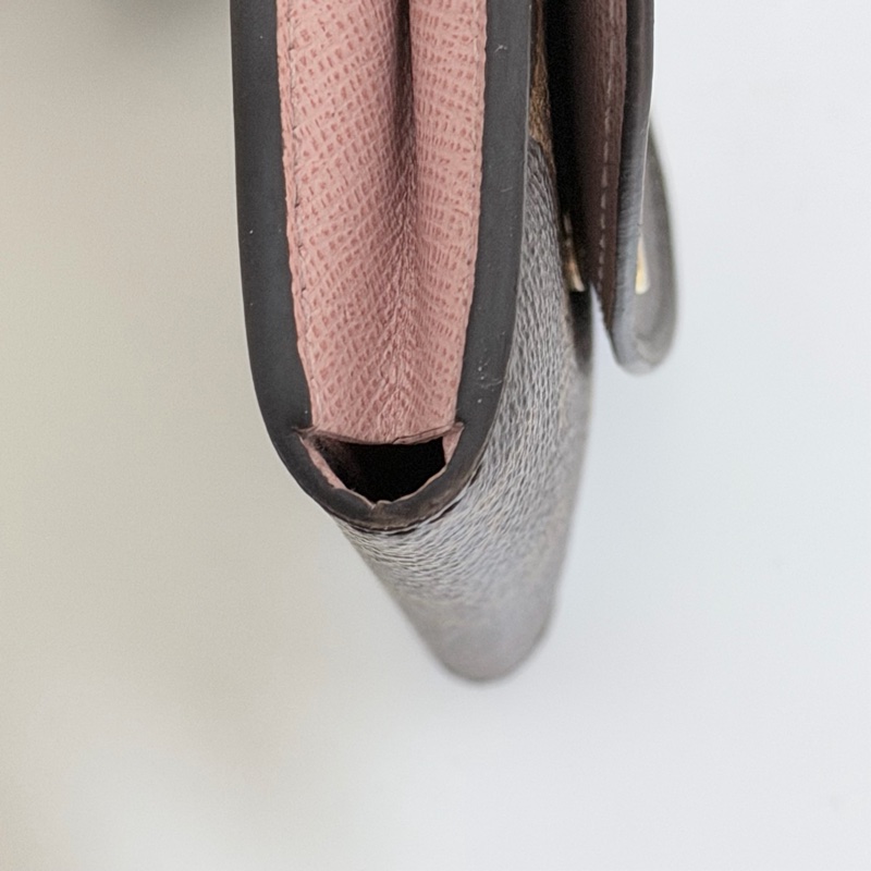 二手｜LV Rosalie老花粉色金扣零錢卡包-21