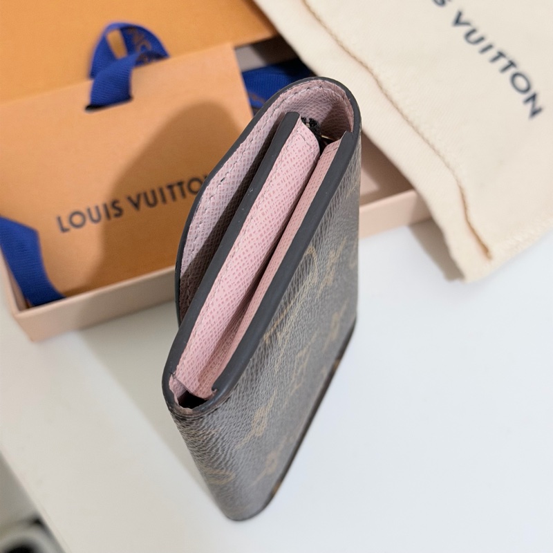 二手｜LV Rosalie老花粉色金扣零錢卡包-24