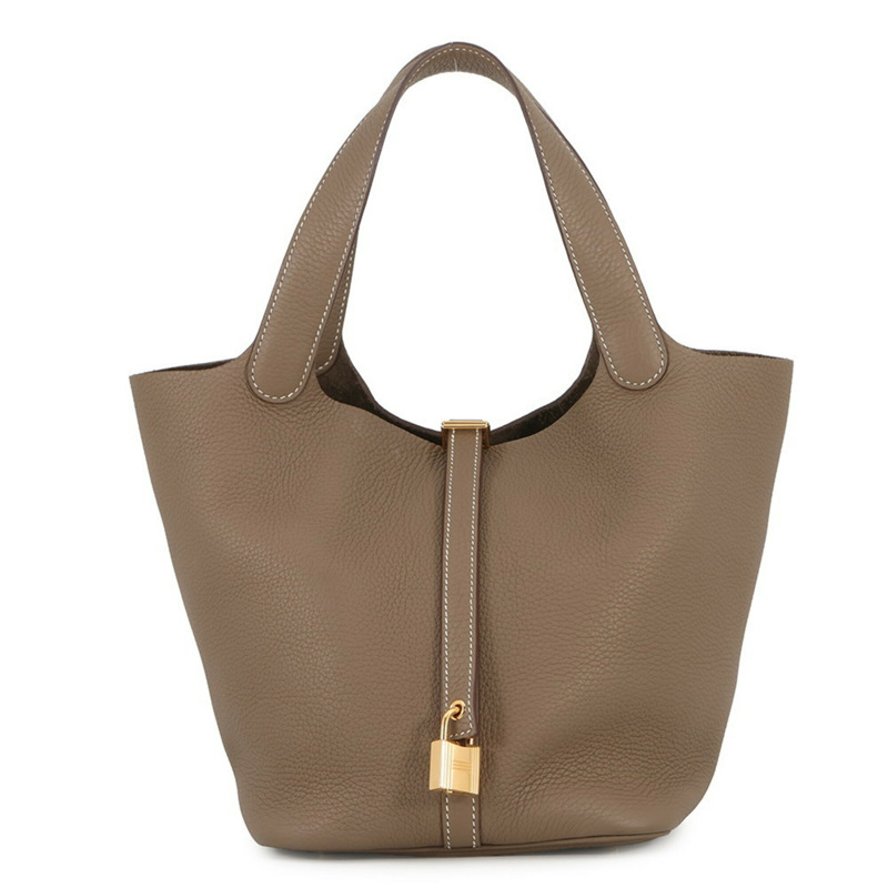 愛馬仕 Picotin Lock MM 手提包，灰褐色，Taurillon Clemence 皮革，Z 字印記。鎖扣，Picotin，女士愛馬仕-0