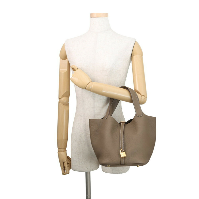 愛馬仕 Picotin Lock MM 手提包，灰褐色，Taurillon Clemence 皮革，Z 字印記。鎖扣，Picotin，女士愛馬仕-3