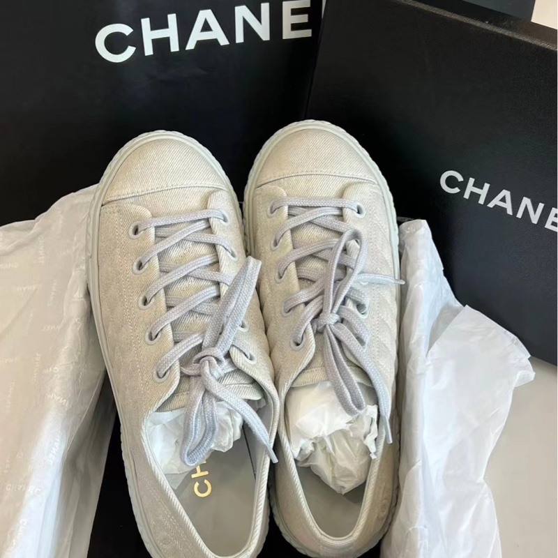 閒置未使用 Chanel 香奈兒 帆布餅乾鞋板鞋 運動鞋 S印 36碼-4