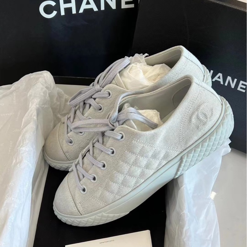閒置未使用 Chanel 香奈兒 帆布餅乾鞋板鞋 運動鞋 S印 36碼-5