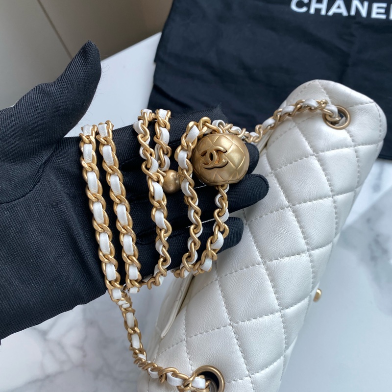 Chanel 白金 cf mini 金球款-17