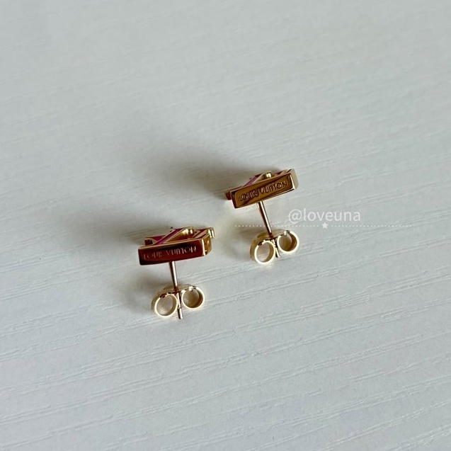 ❣️【NS級-全新閒置品】 LV 桃紅琺瑯字母耳環-2