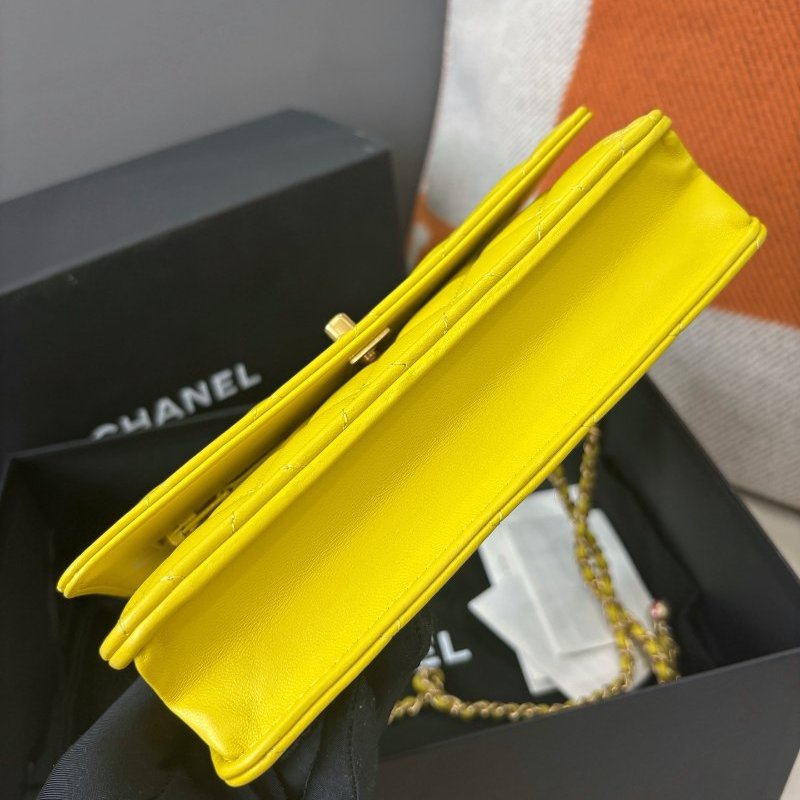 閒置新 香奈兒/Chanel 黃色金球woc鏈條包 芯片款-4