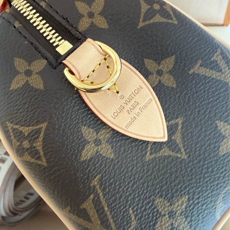 全新LV 老花Speedy Bandoulière 20米拚色帆布寬揹帶波士頓包M46222-5