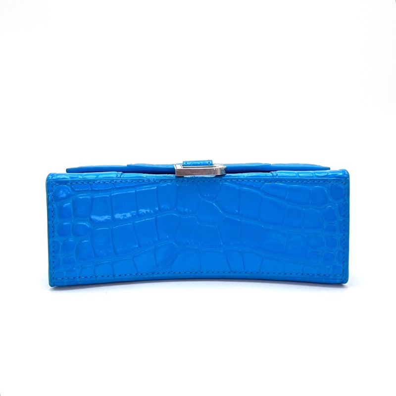 BALENCIAGA 藍銀鱷魚壓紋沙漏xs 手提肩背斜背包19*12*7  95新 配件塵袋吊牌-4