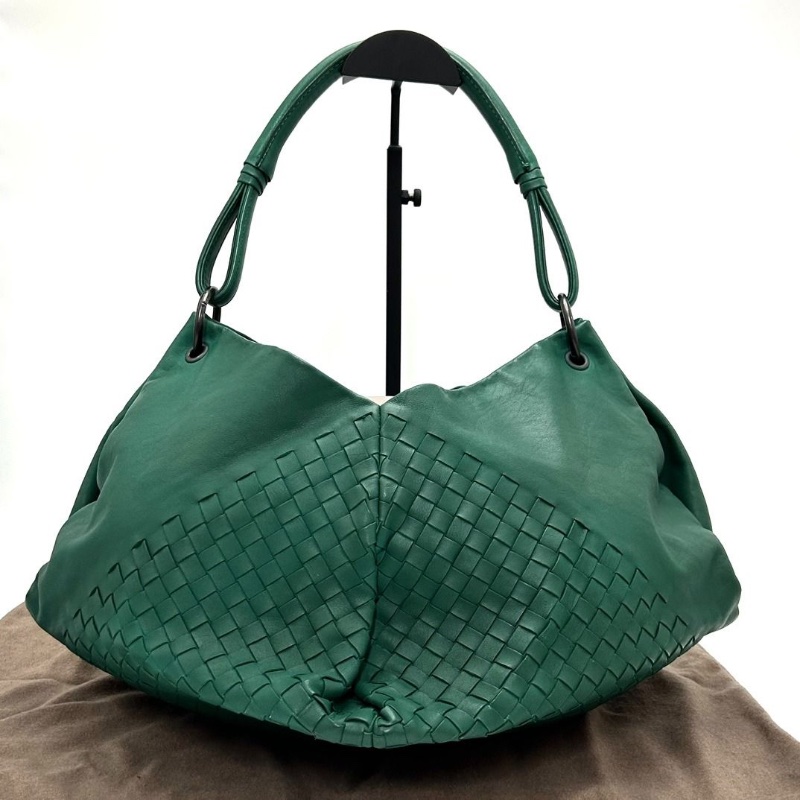 BV 綠色經典編織吊床肩背餃子包 42*17*32.5 9新 配件塵袋-2