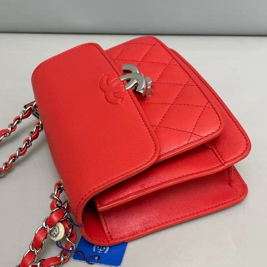 香奈兒/Chanel 紅色牛皮古巴繫列肩背包-2