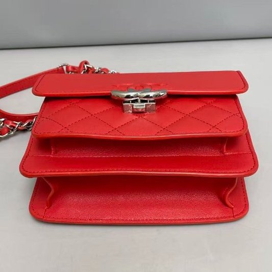 香奈兒/Chanel 紅色牛皮古巴繫列肩背包-5