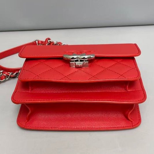 香奈兒/Chanel 紅色牛皮古巴繫列肩背包-8