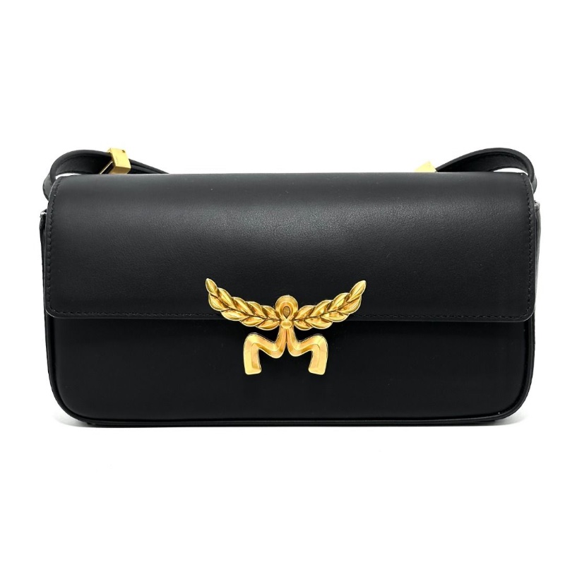 MCM 黑色牛皮肩背斜背包24*13*5 95新 配件塵袋 吊牌-4