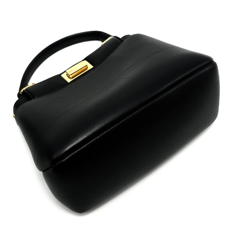 FENDI 黑金羊皮peekaboo Lconic 手提肩背斜背包20*15*9 9新 配件塵袋-5