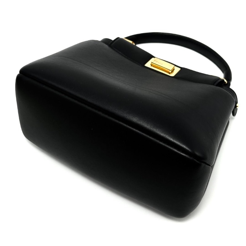 FENDI 黑金羊皮peekaboo Lconic 手提肩背斜背包20*15*9 9新 配件塵袋-6