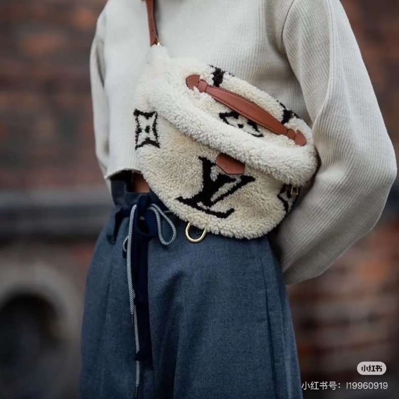 LV 羊羔毛bumbag泰迪熊腰包38*18*16 9新 配件塵袋-0