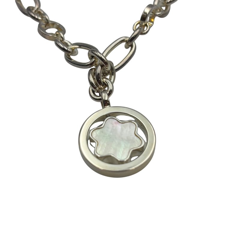 【美收精品】MontBlanc 萬寶龍純銀鑲珍珠貝母飾品珍珠母貝項鏈 C-382【隔月月中將轉賣至日本 上架期限30天】-2