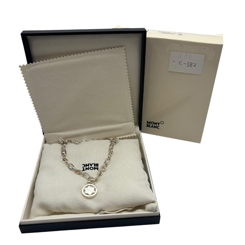 【美收精品】MontBlanc 萬寶龍純銀鑲珍珠貝母飾品珍珠母貝項鏈 C-382【隔月月中將轉賣至日本 上架期限30天】-8