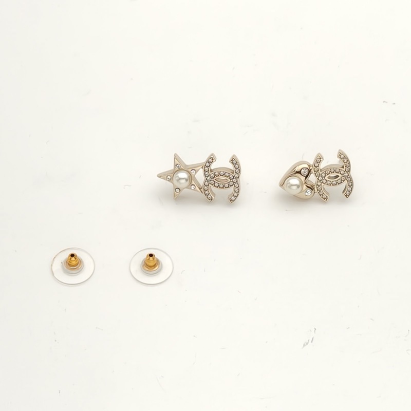 CHANEL 合金19B雙C鑲鑽珍珠耳環-2