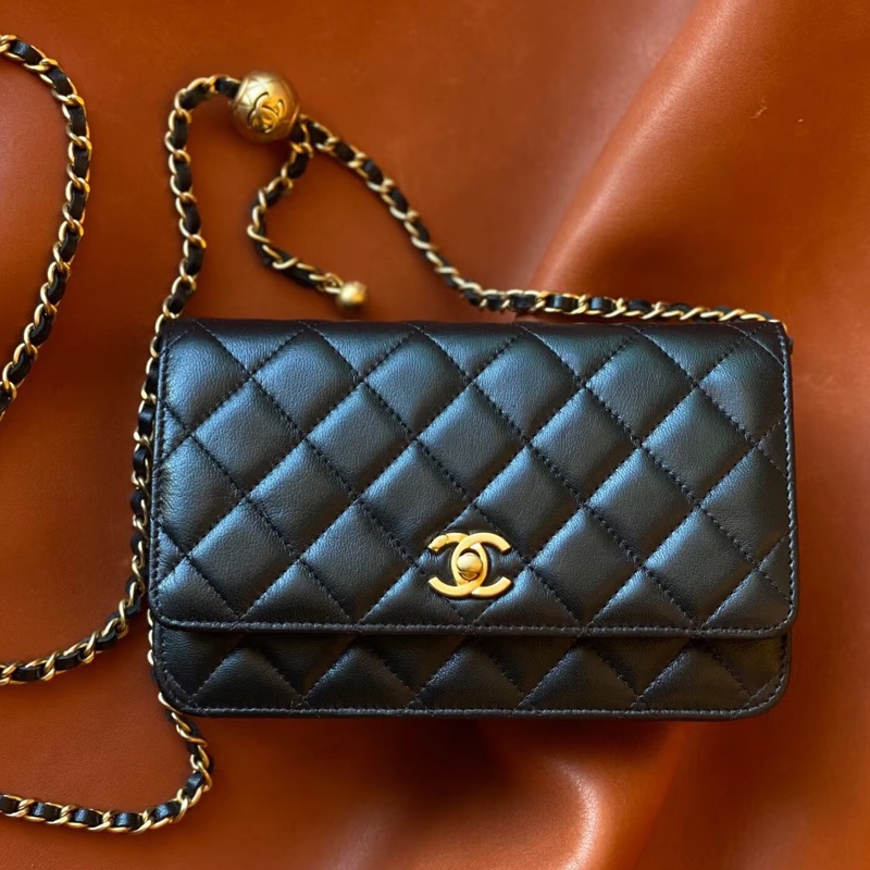 CHANEL香奈兒黑金金球調節扣WOC鏈條包🍨🍧-0