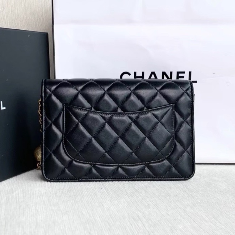 CHANEL香奈兒黑金金球調節扣WOC鏈條包🍨🍧-12