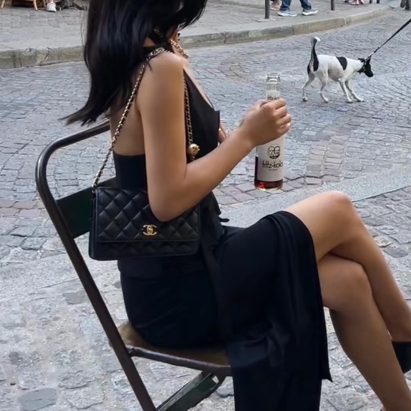 CHANEL香奈兒黑金金球調節扣WOC鏈條包🍨🍧-20