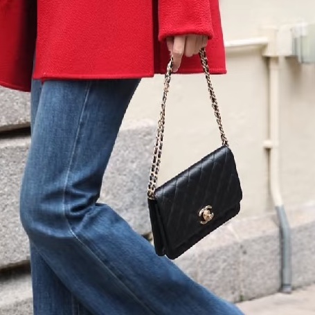 CHANEL香奈兒黑金金球調節扣WOC鏈條包🍨🍧-21