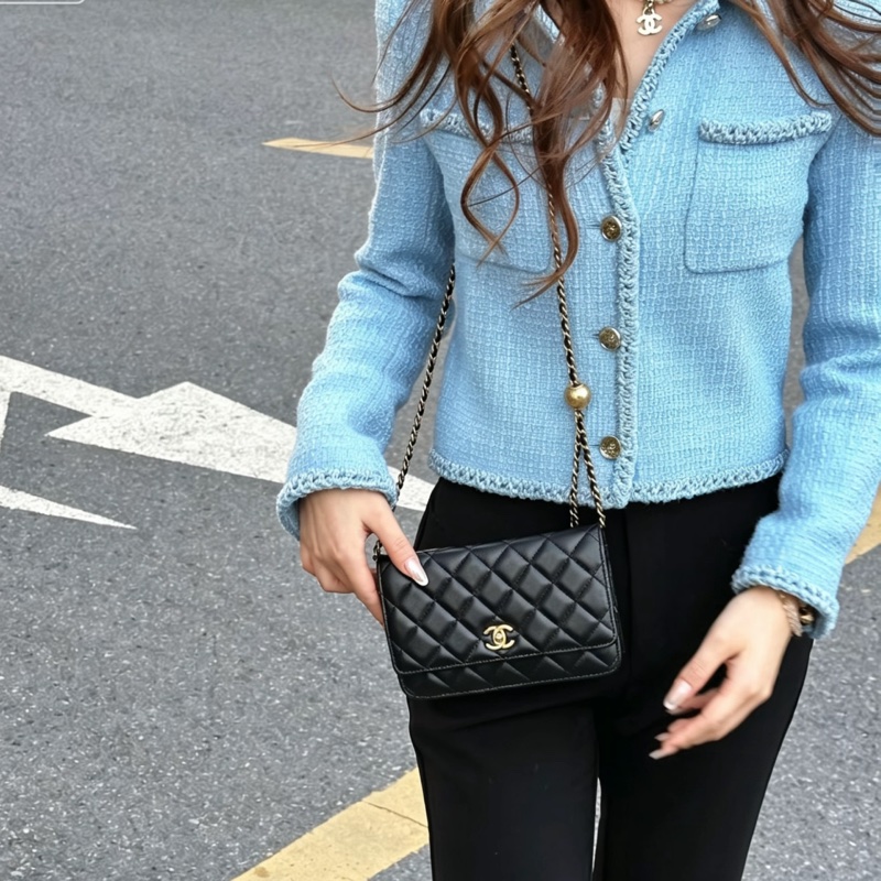 CHANEL香奈兒黑金金球調節扣WOC鏈條包🍨🍧-39