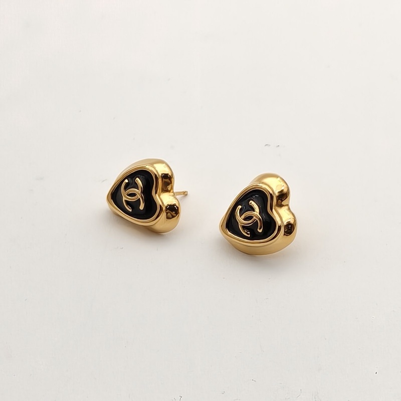 CHANEL 合金25A黑桃愛心耳釘-2