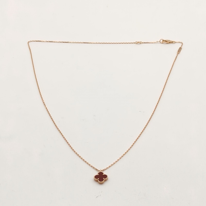 VAN CLEEF&ARPELS SweetAlhambra小號單花項鏈新扣18K玫瑰金/紅玉髓-3