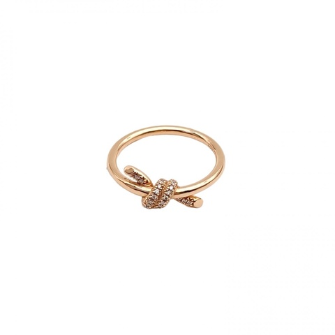 TIFFANY&CO 18K玫瑰金TiffanyKnot雙打結式半鑽戒指52