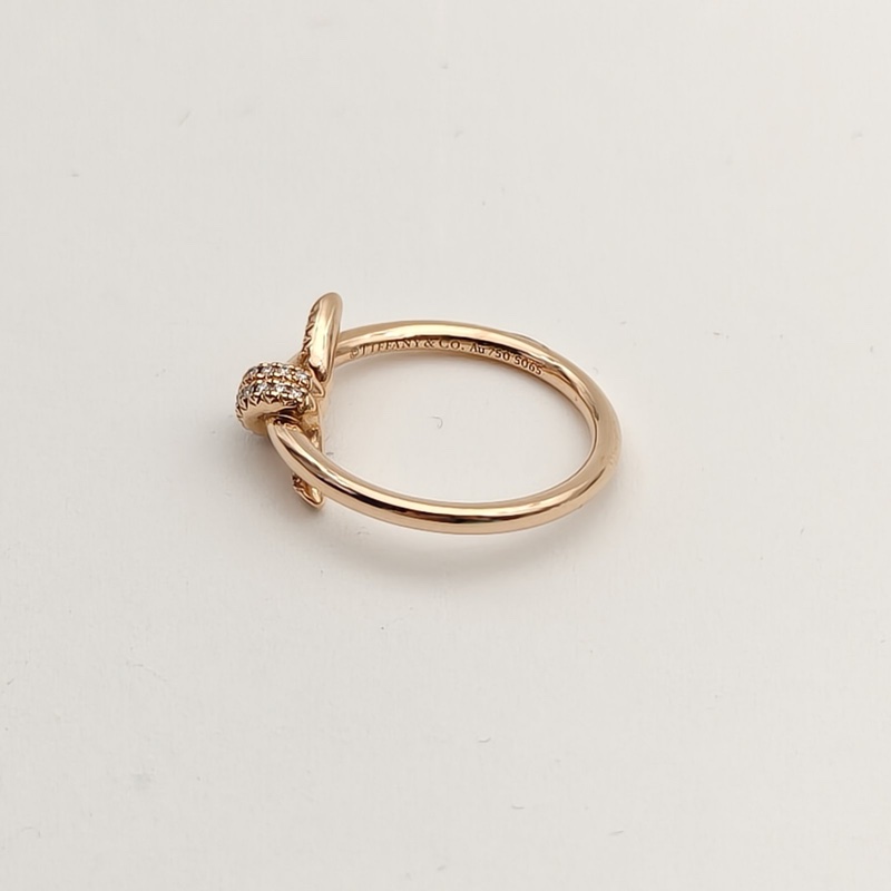 TIFFANY&CO 18K玫瑰金TiffanyKnot雙打結式半鑽戒指52-4
