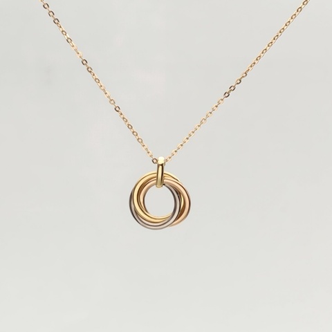 CARTIER Trinity三色金三環項鏈18K黃金/18K白金/18K玫瑰金