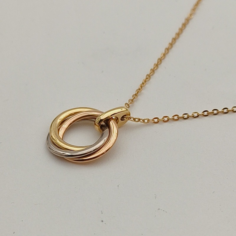 CARTIER Trinity三色金三環項鏈18K黃金/18K白金/18K玫瑰金-1