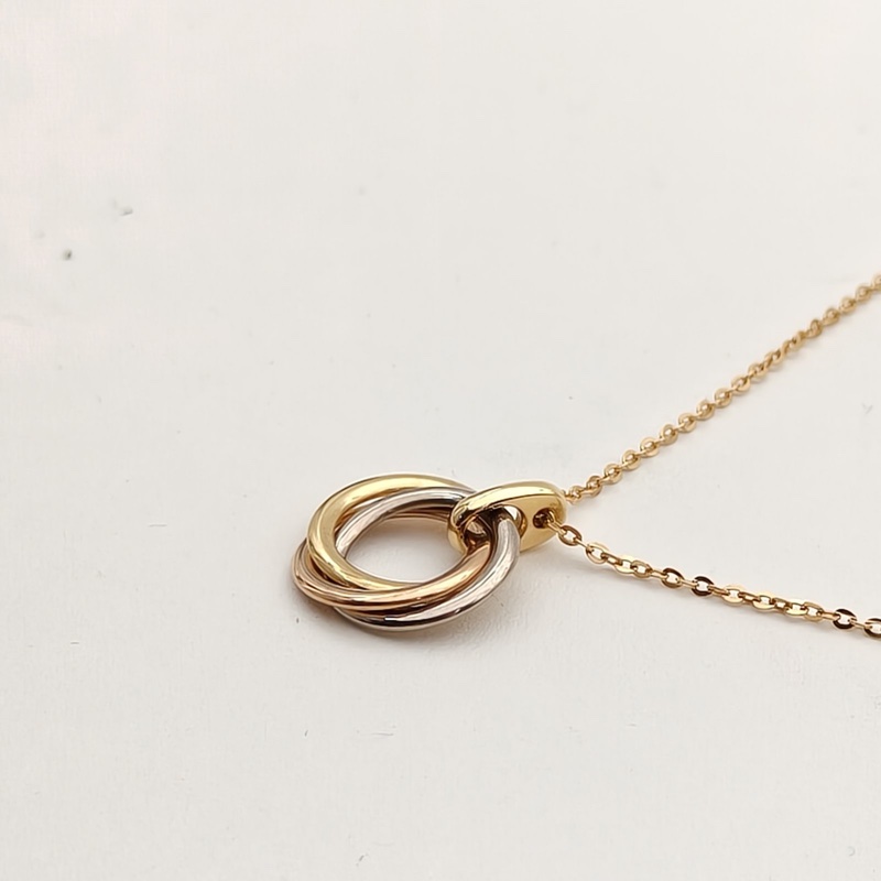 CARTIER Trinity三色金三環項鏈18K黃金/18K白金/18K玫瑰金-2