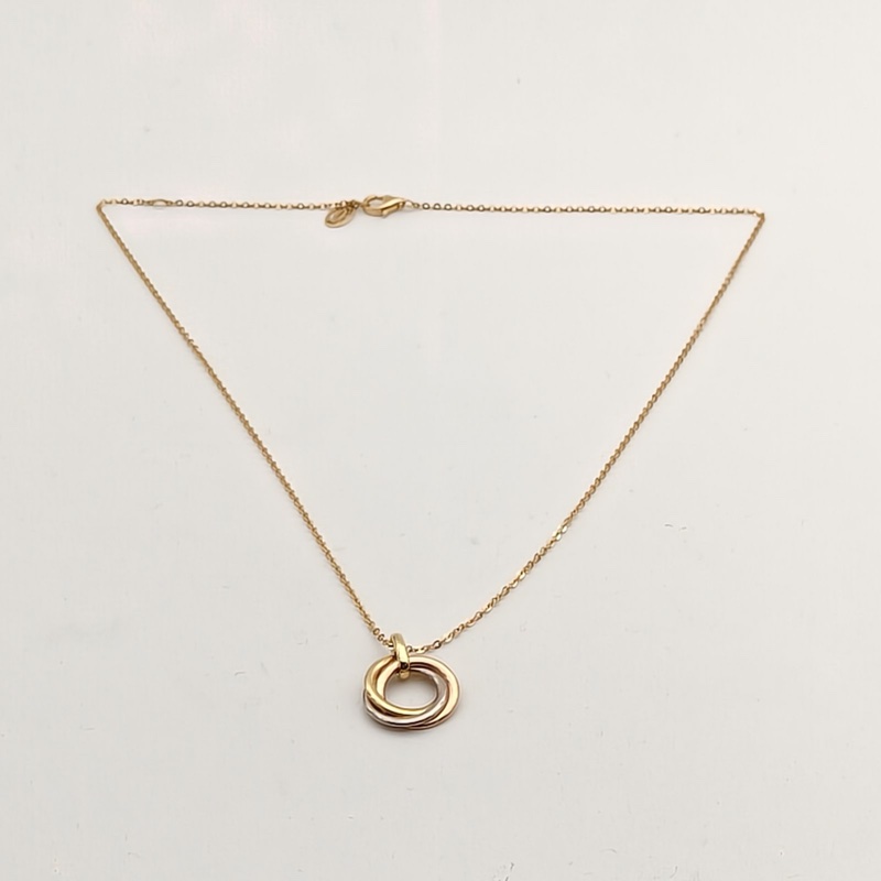 CARTIER Trinity三色金三環項鏈18K黃金/18K白金/18K玫瑰金-3