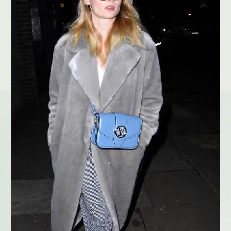 LV Pont9 藍色全皮郵差包23*16  9新 配件塵袋-1