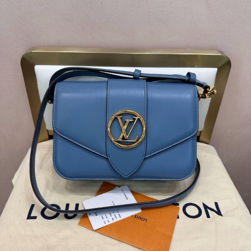 LV Pont9 藍色全皮郵差包23*16  9新 配件塵袋-2