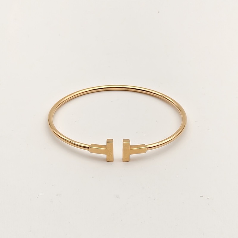 TIFFANY&CO TiffanyT線圈手鐲中號18K黃金15號-1