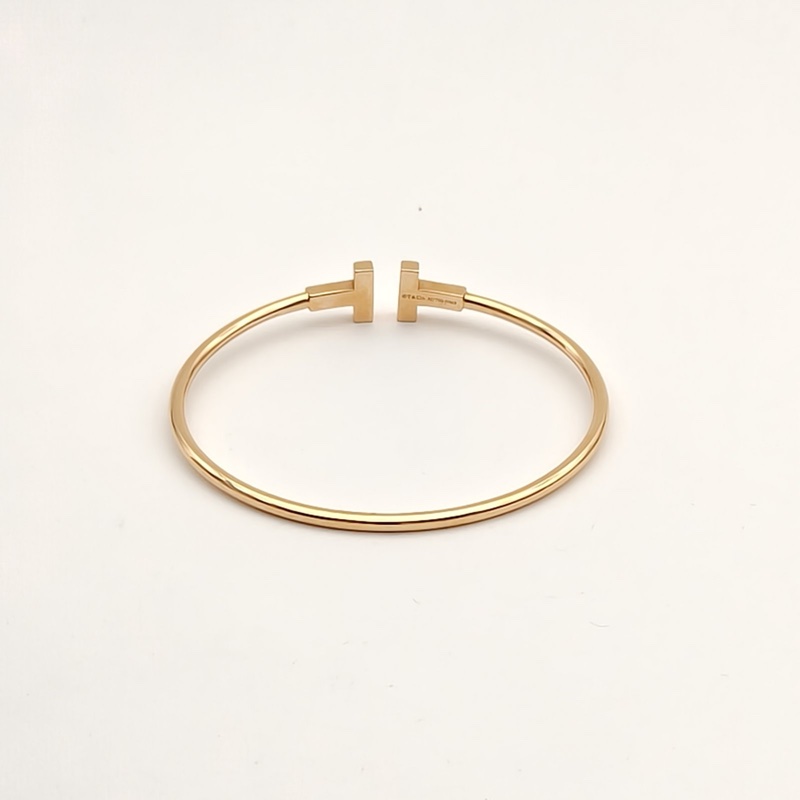 TIFFANY&CO TiffanyT線圈手鐲中號18K黃金15號-2