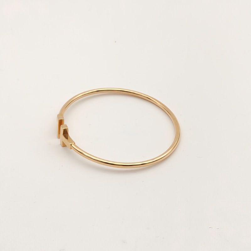 TIFFANY&CO TiffanyT線圈手鐲中號18K黃金15號-4