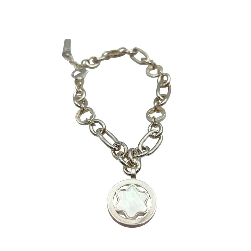 【美收精品】MontBlanc 萬寶龍純銀鑲珍珠貝母飾品珍珠母貝手鏈 C-383【隔月月中將轉賣至日本 上架期限30天】-0