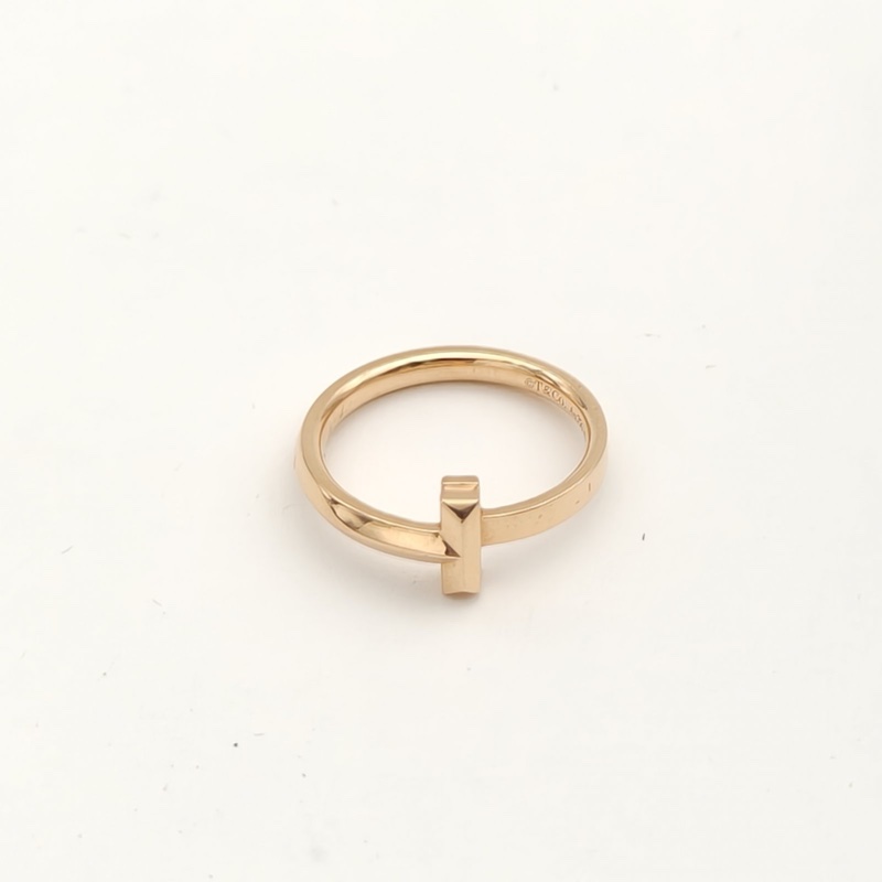 TIFFANY&CO 18K黃金T系列18K金戒指無鑽52-1